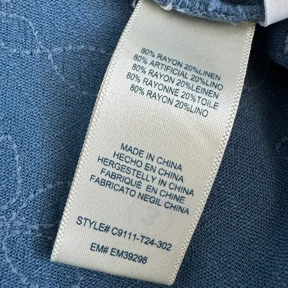 Cloth & Stone Embroidered Chambray Button Front Camp Shirt Rayon Linen Size M - Picture 9 of 9